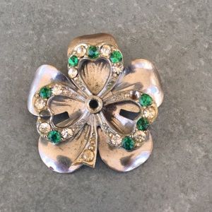 3/$10 Silver clover Lucky charm pin stPatricks Day